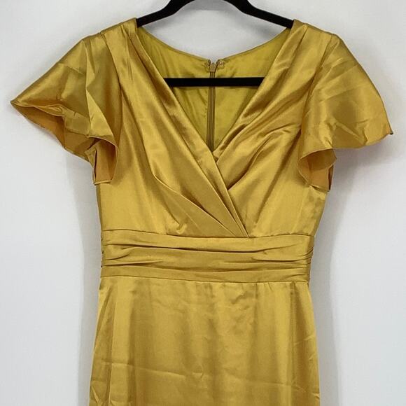 NEW Social Size 4 Flutter Sleeve Draped Wrap Maxi Dress Marigold $236 mrsp J3-10 - Picture 7 of 10